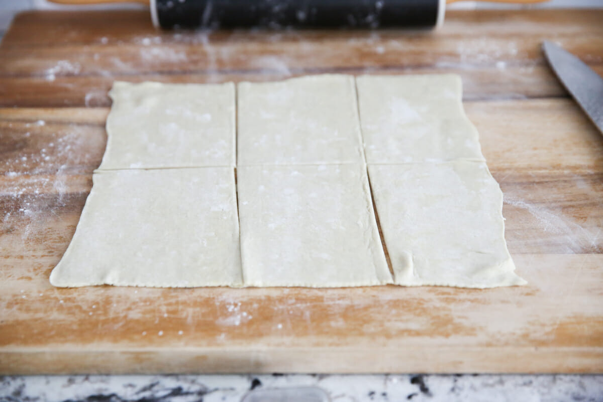puff pastry dough cut in squares