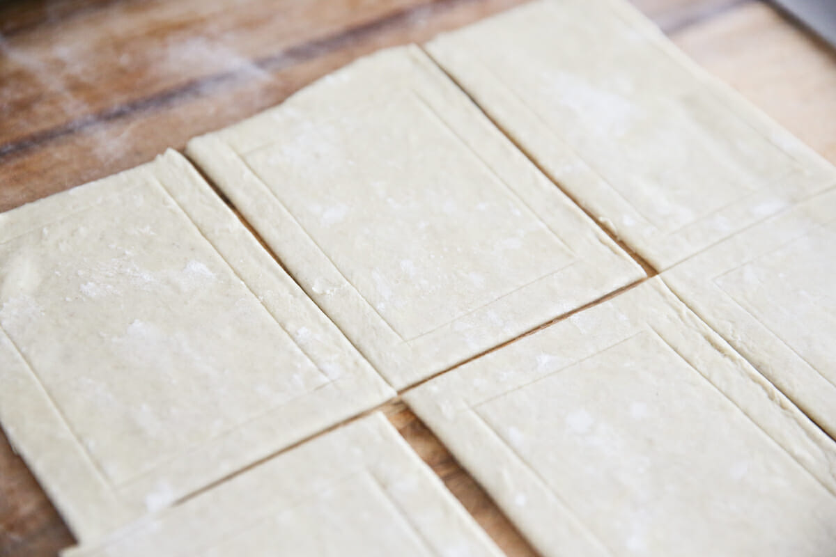 puff pastry dough cut in squares