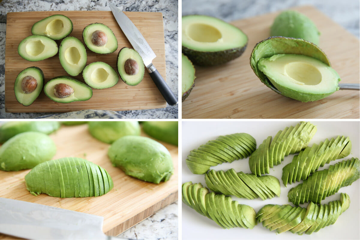 Avocado Collage showing how to slice