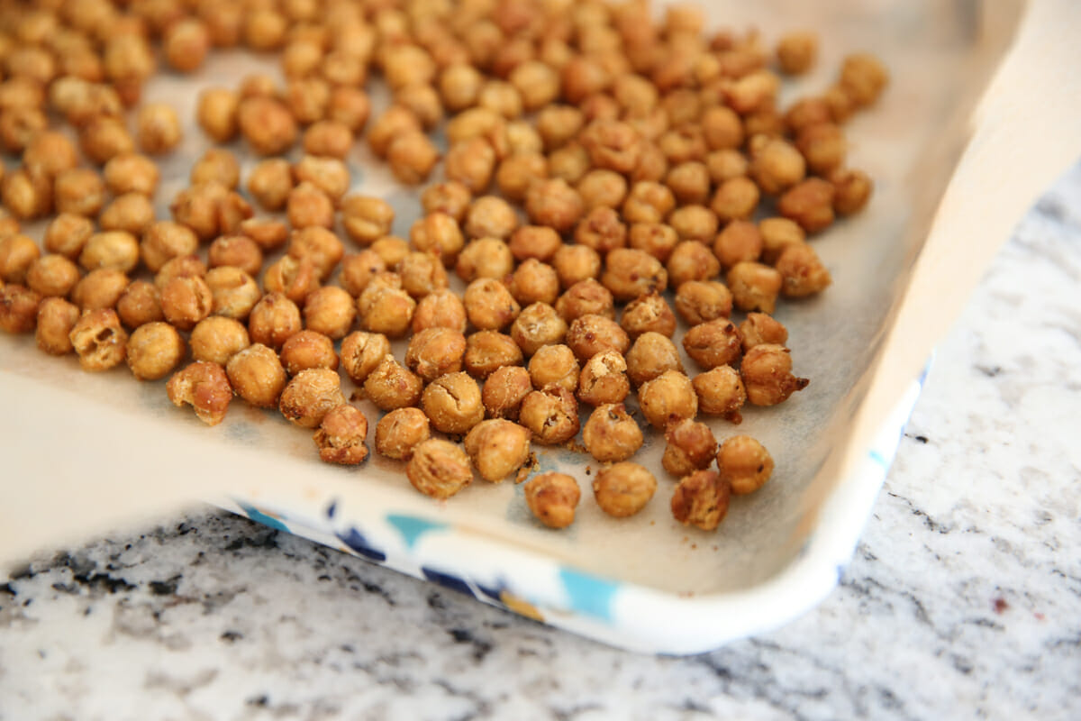 Chickpeas in a white dish