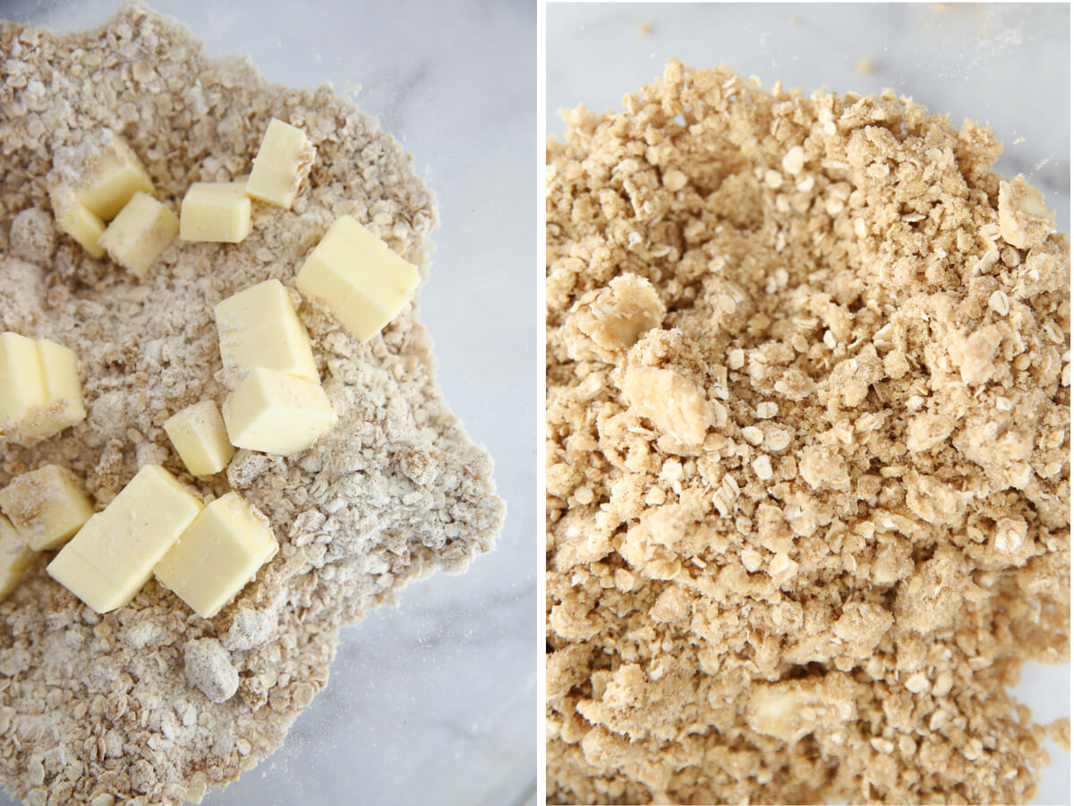 stages of crumb topping