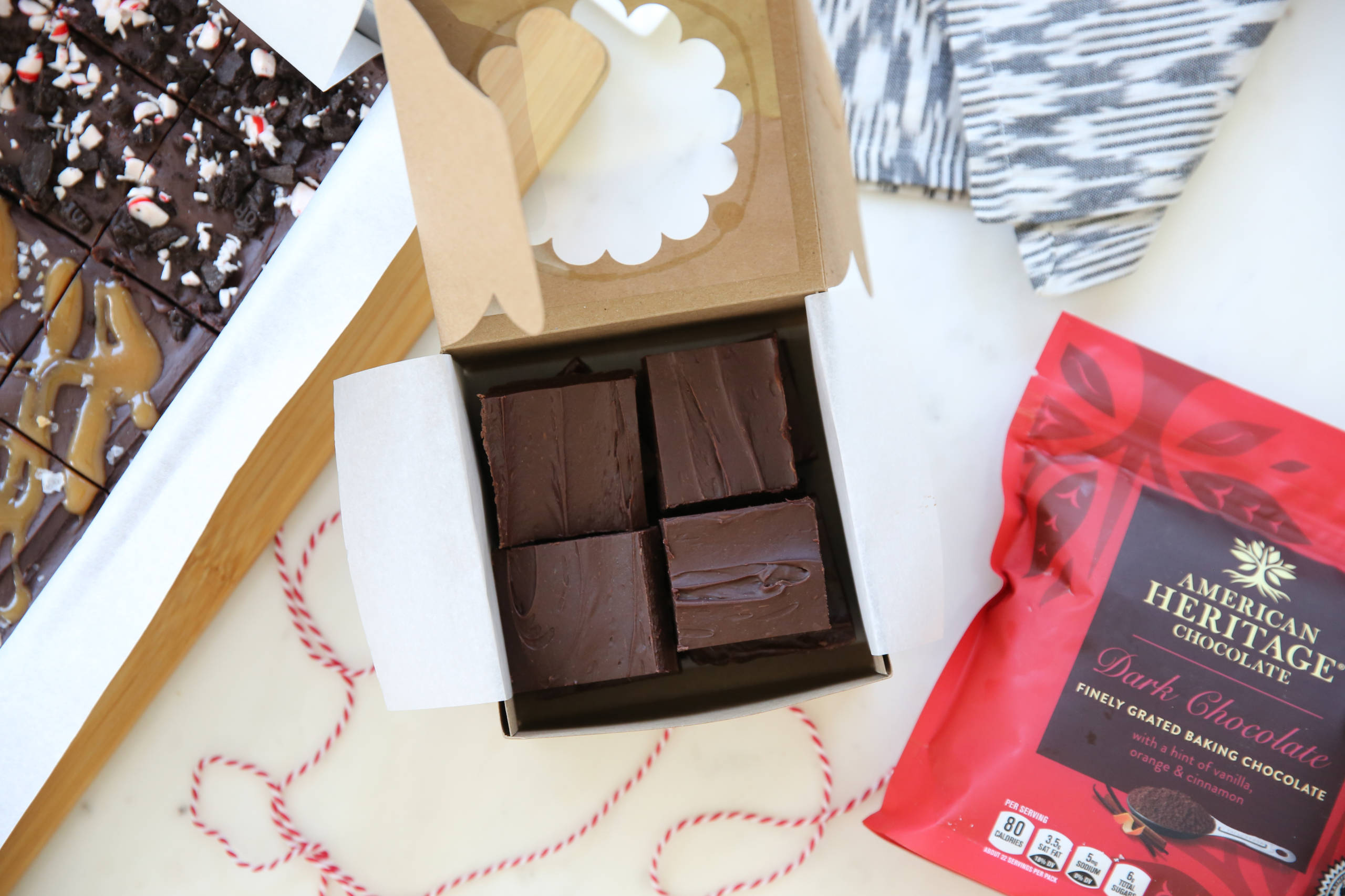 chocolate fudge recipe in gift box
