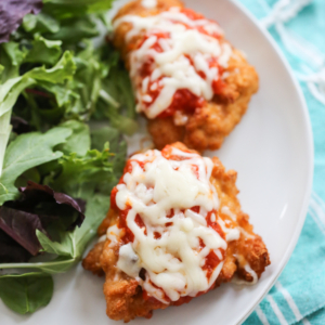 chicken parm served on plate