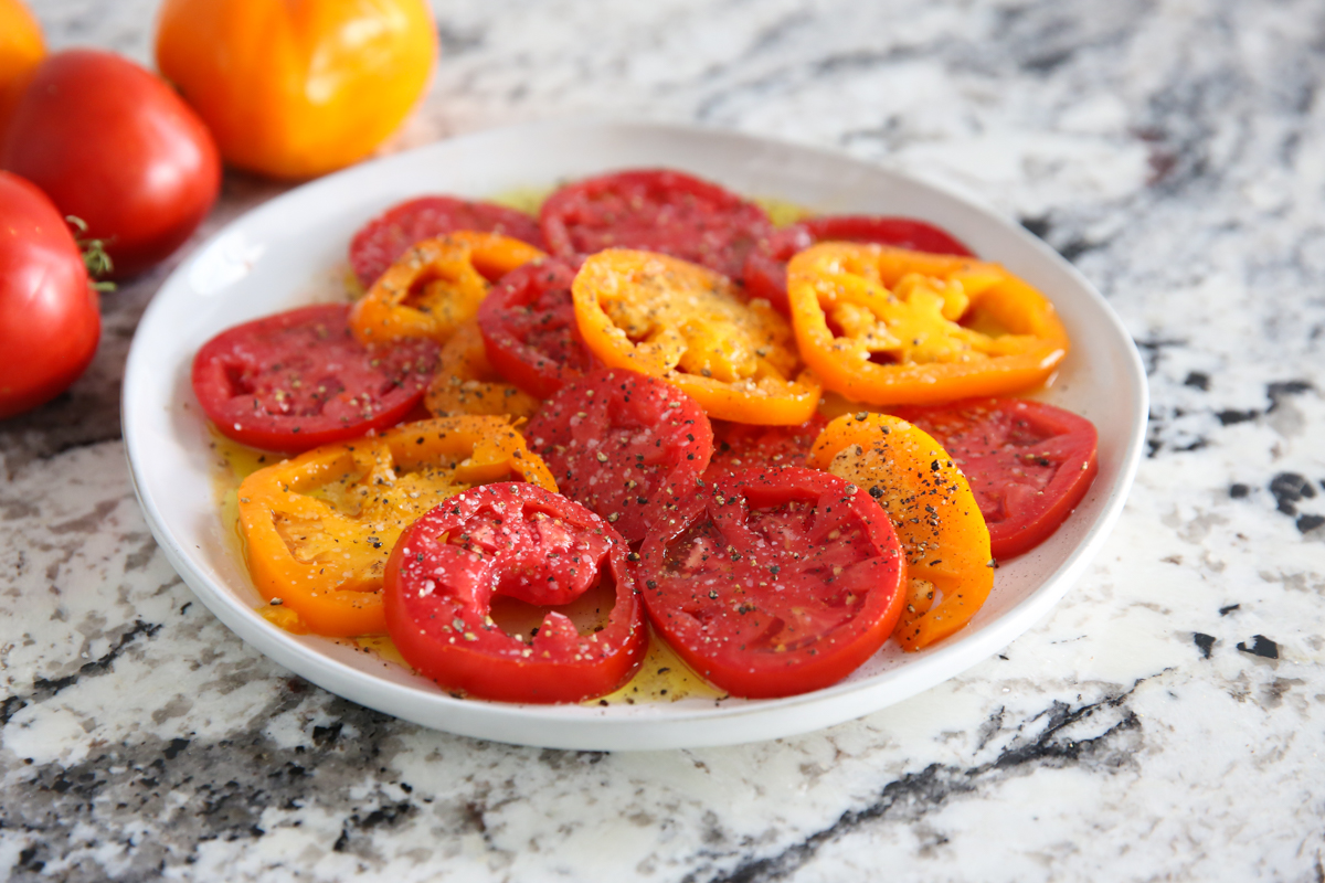 seasoned tomatoes on plate