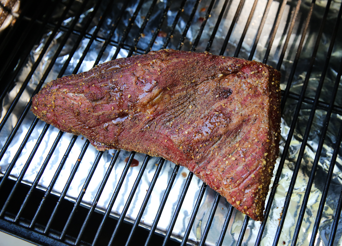 smoked beef roast on grill