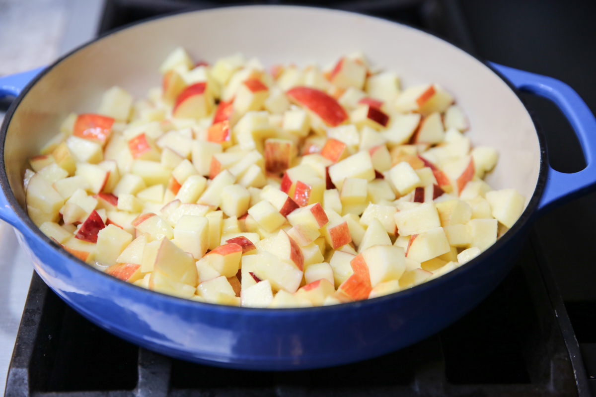 Skillet Cinnamon Sugar Apples in a skillet