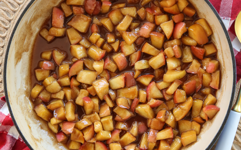 Cinnamon Sugar Apples in pan