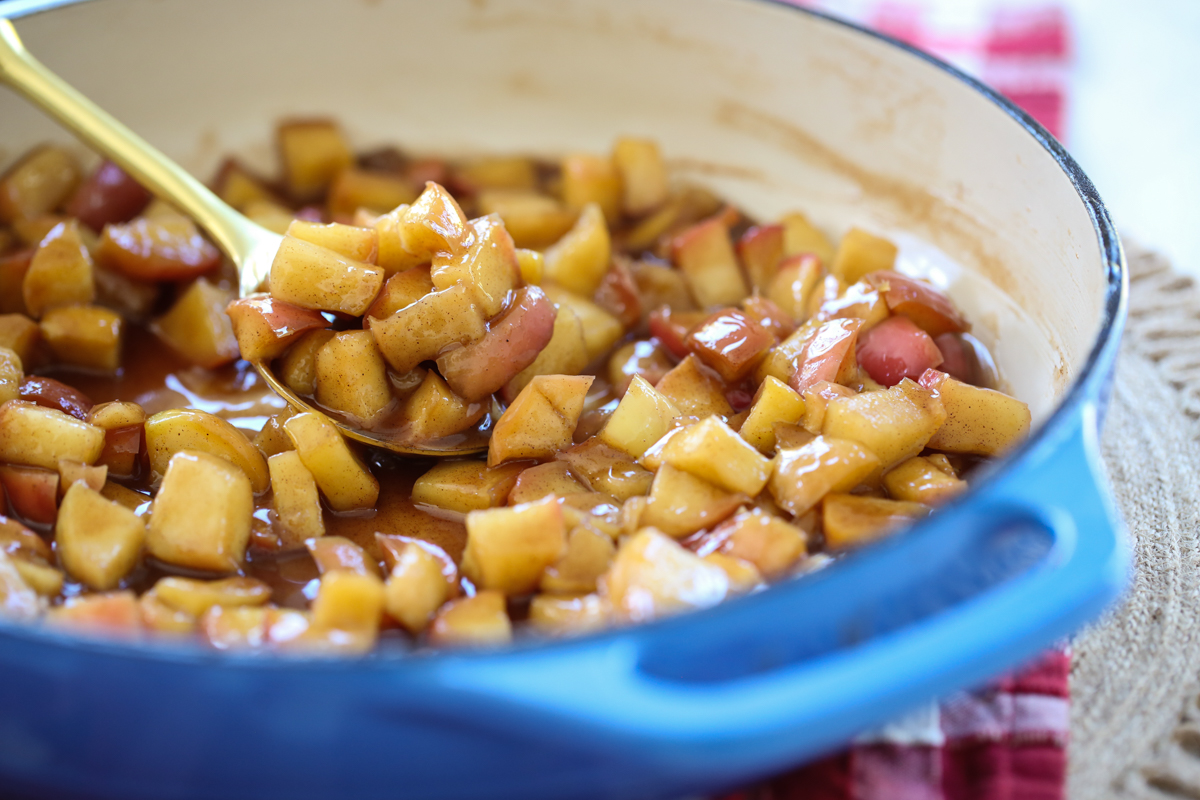 Cinnamon Sugar Apples in pan