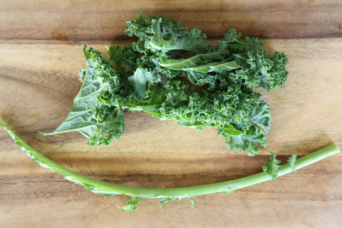 kale chopped on a cutting board