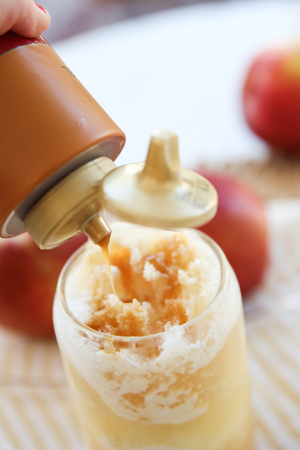 caramel sauce poured on beverage