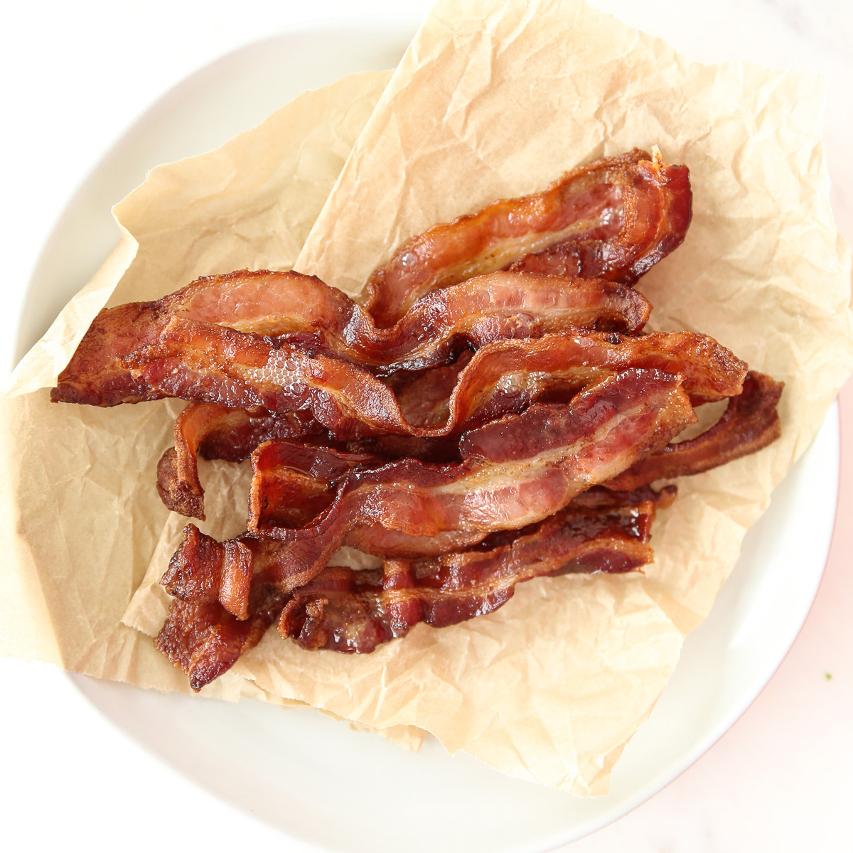 Crispy bacon on a plate