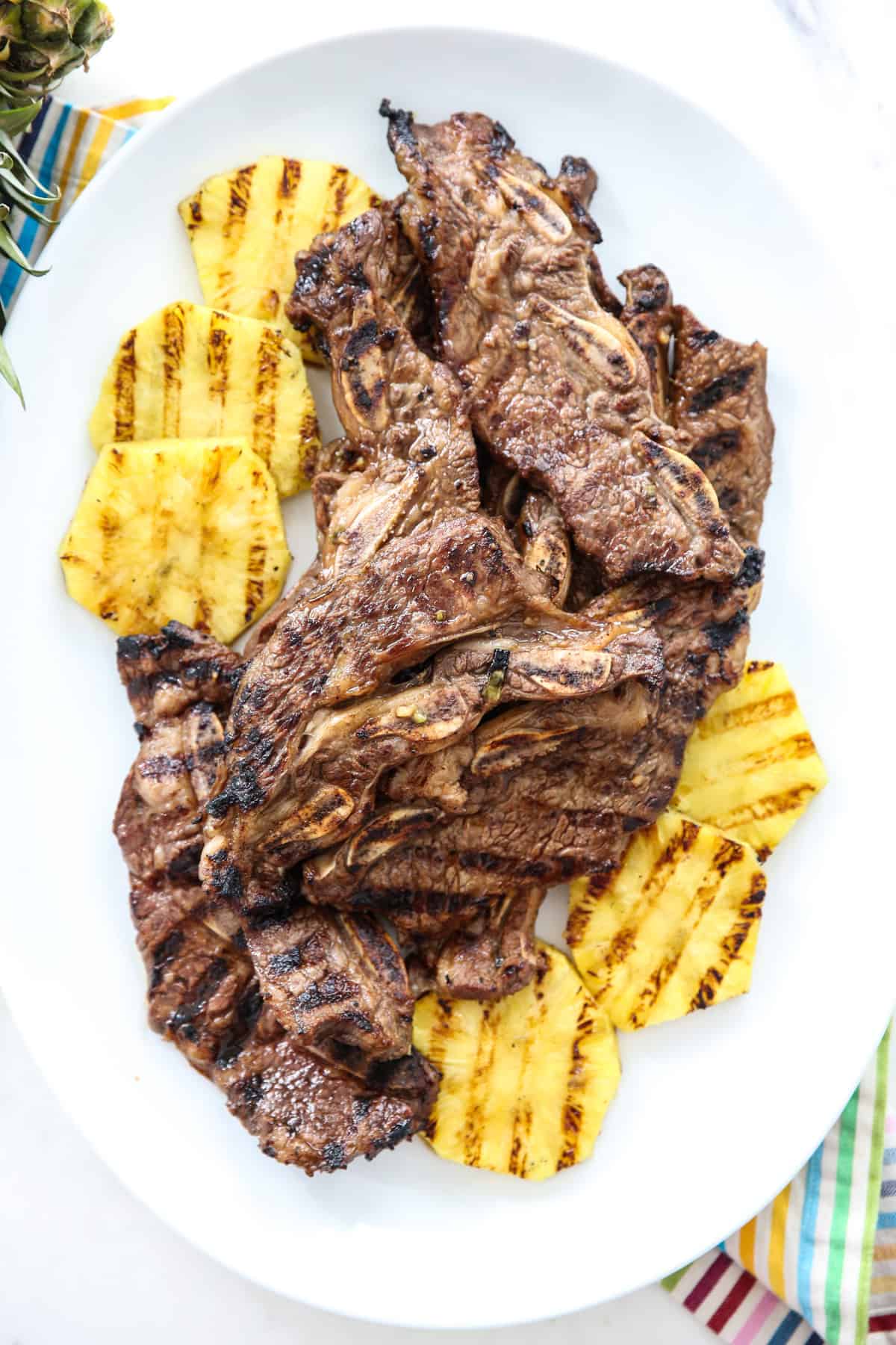 Hawaiian Style BBQ Short Ribs with Grilled Pineapple - Our Best Bites