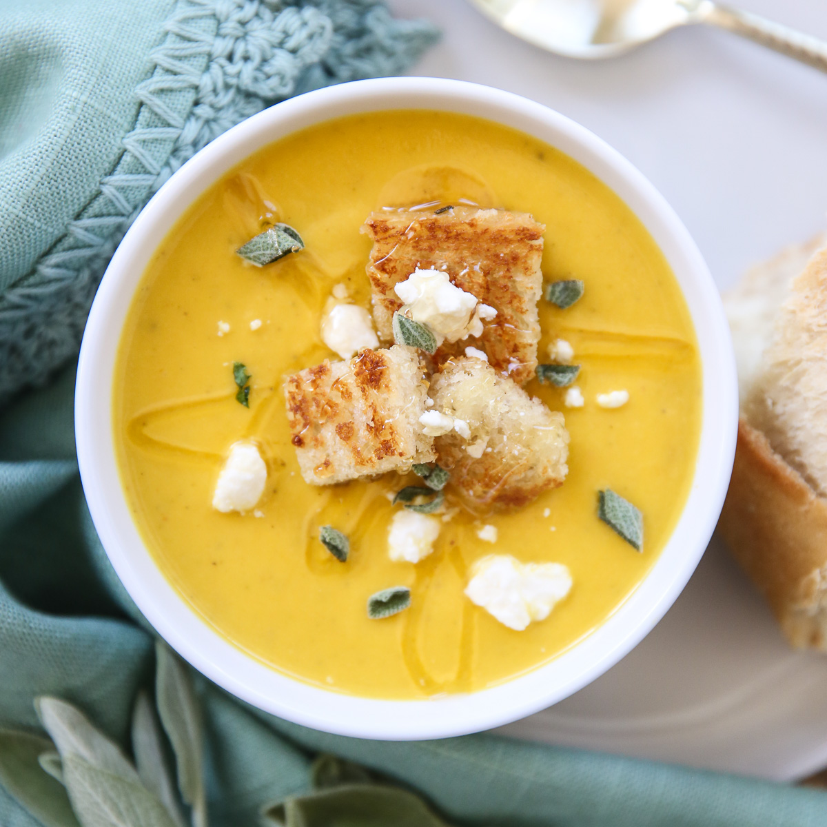 roasted butternut squash soup with feta