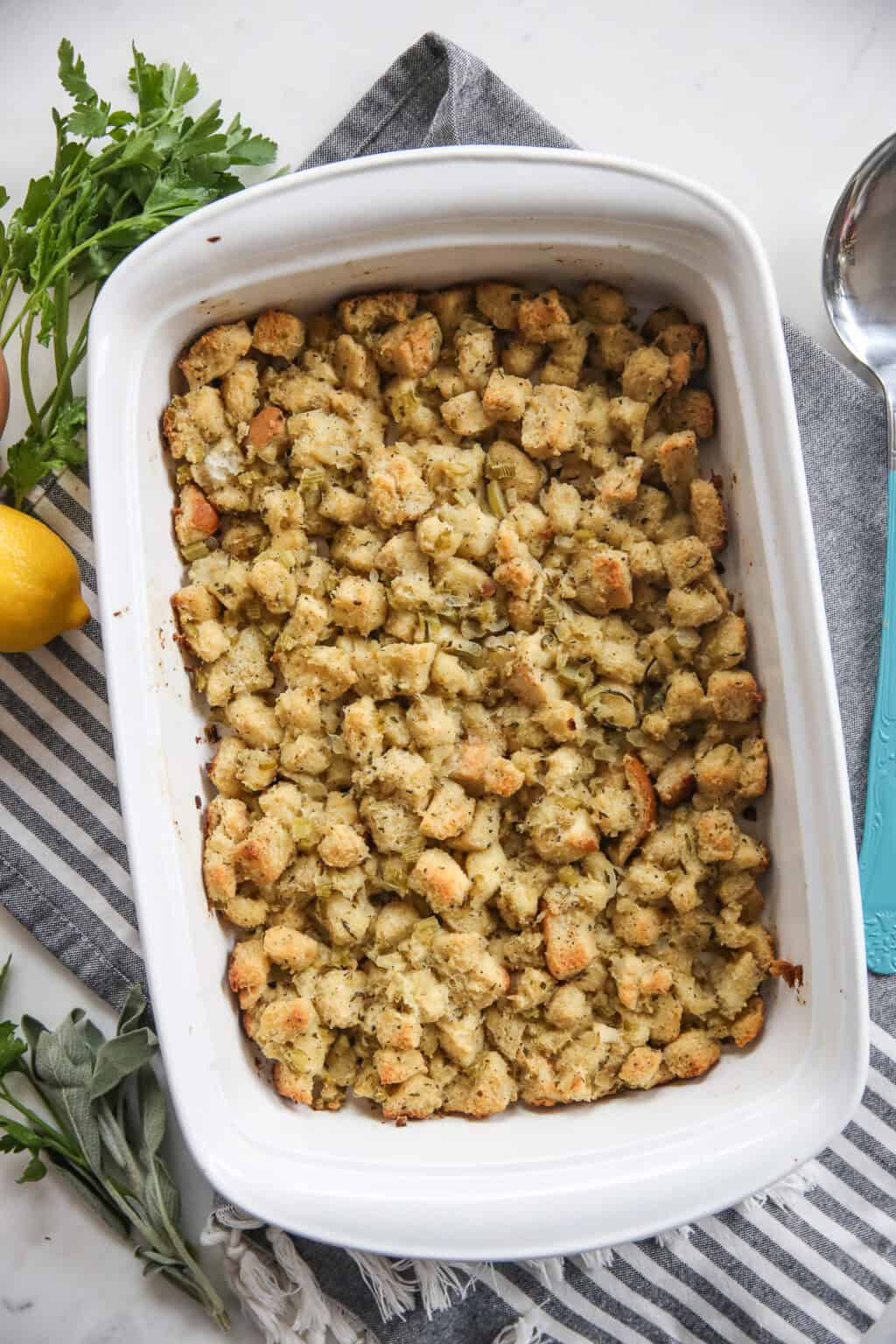 Herbed Sourdough Stuffing - Our Best Bites