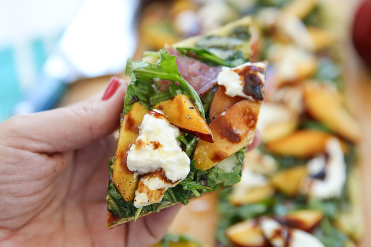 Flatbread from our best bites with nectarines and balsamic