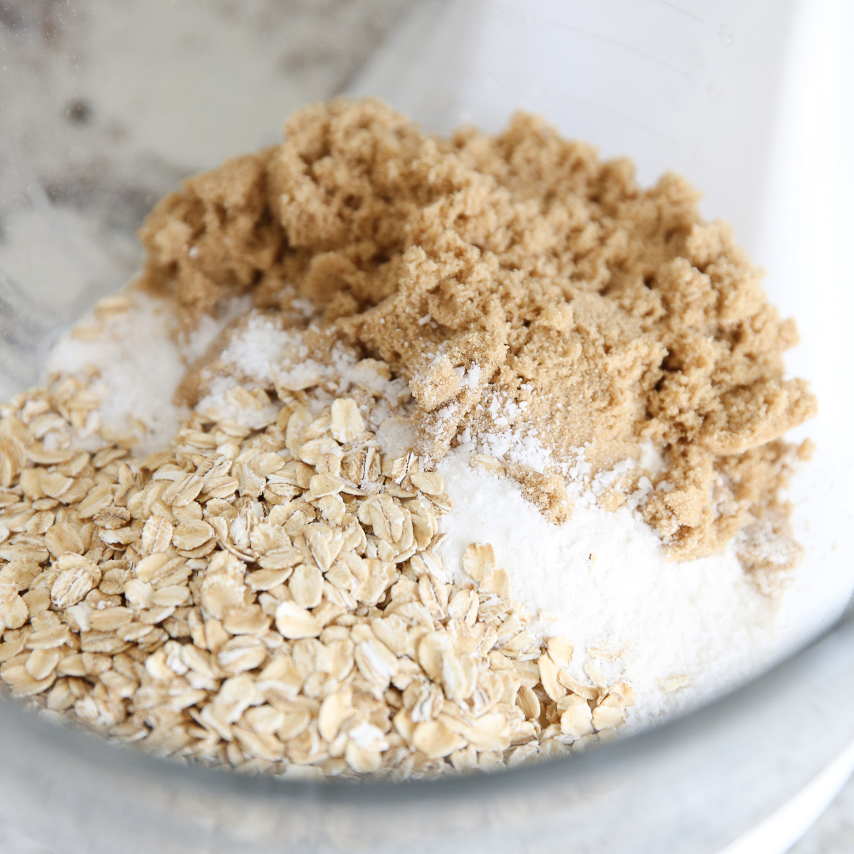 ingredients for a crumble topping in a bowl