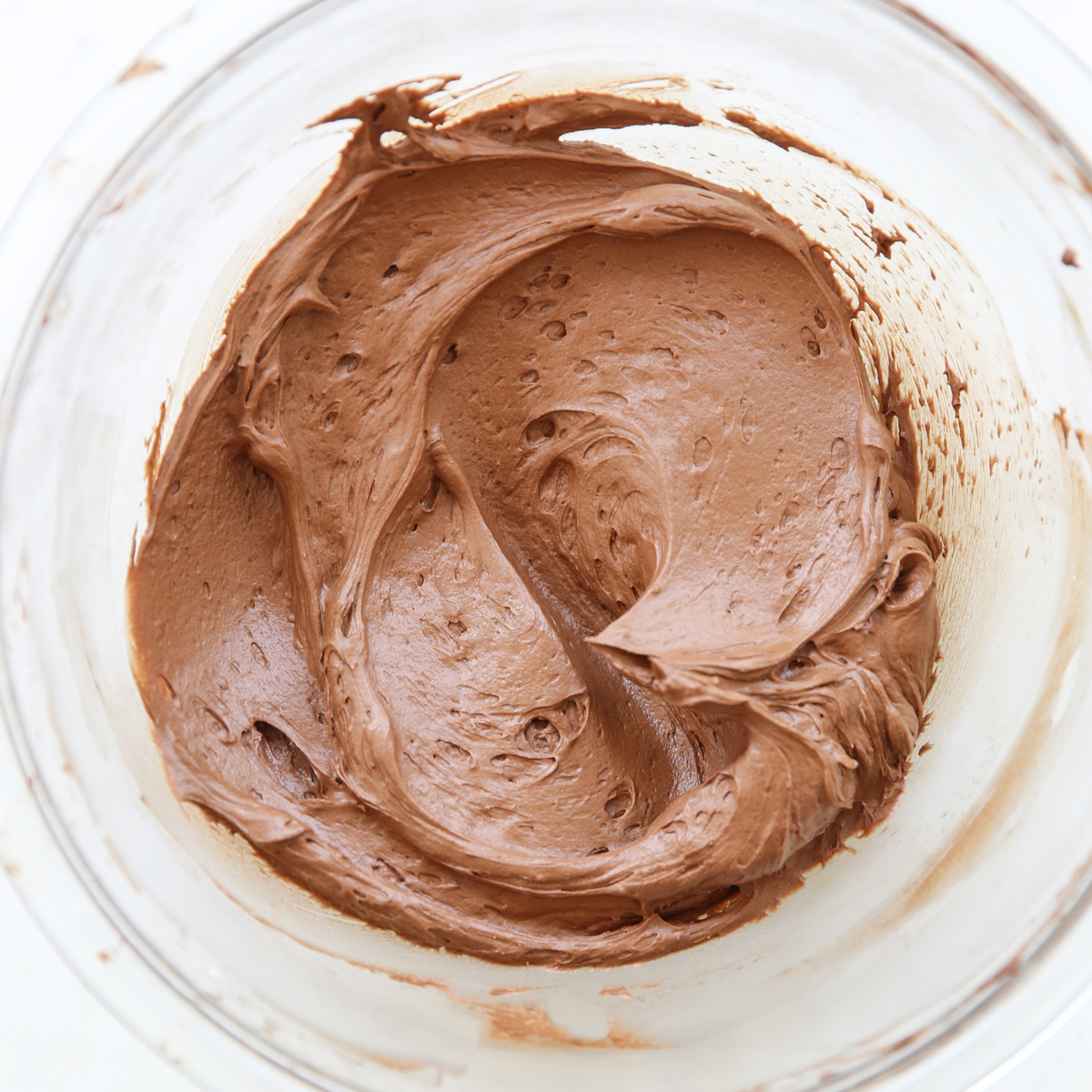 chocolate frosting in a bowl