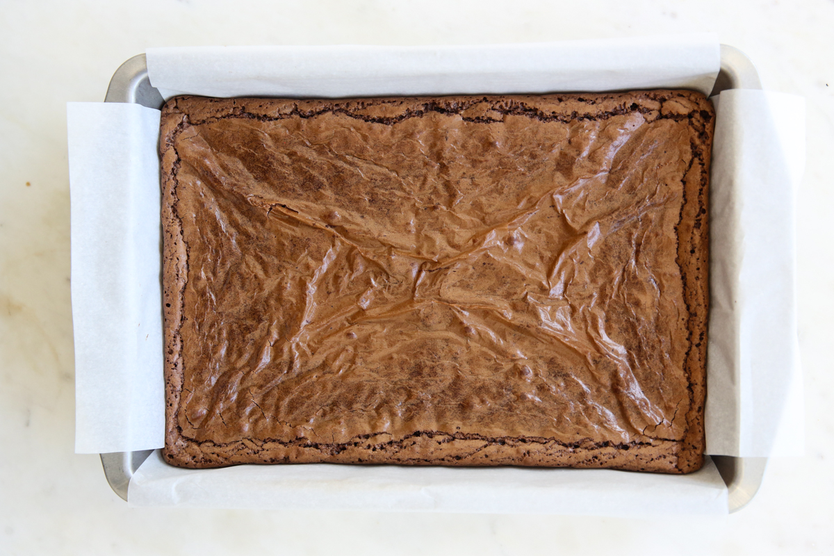 baked brownies in a 9x13 pan