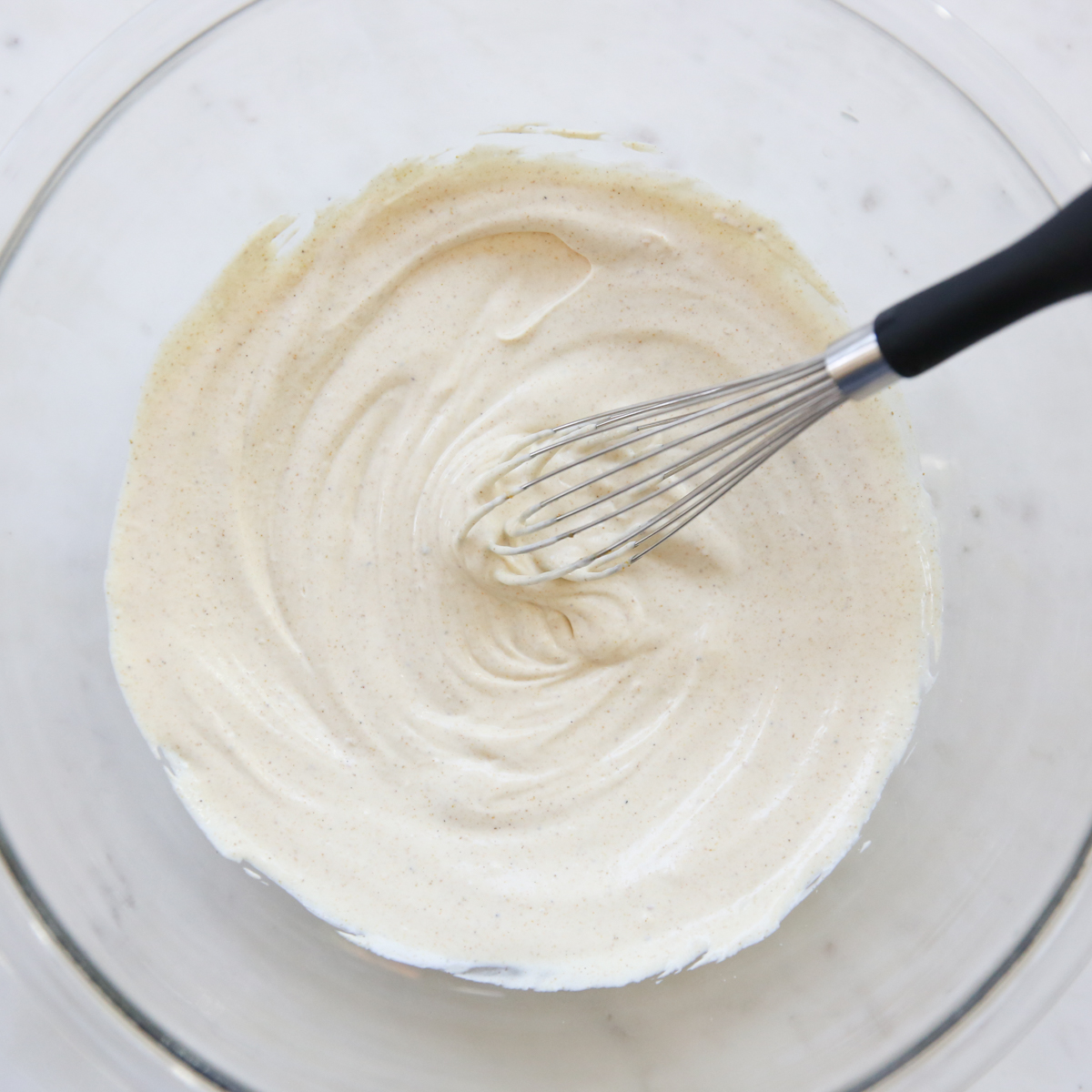 chicken salad sauce. ingredients in a bowl