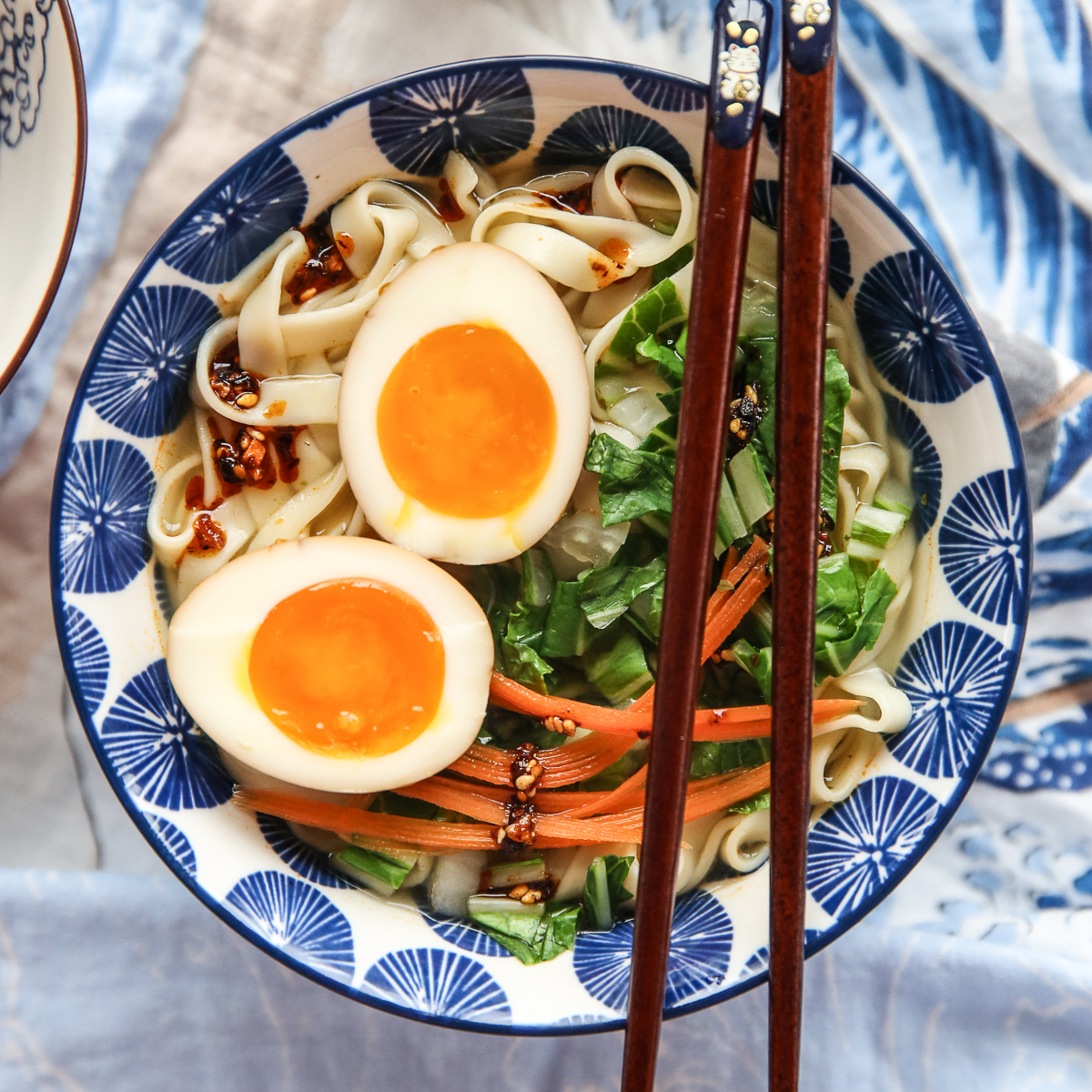 bowl of ramen with soft-cooked eggs
