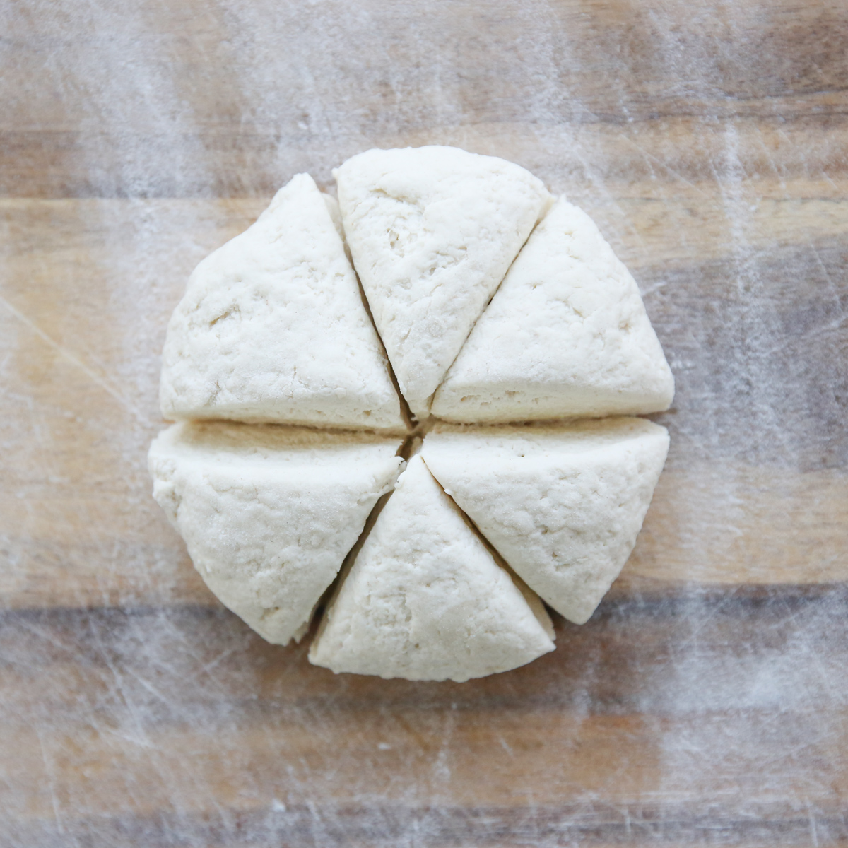 flatbread dough cut into wedges