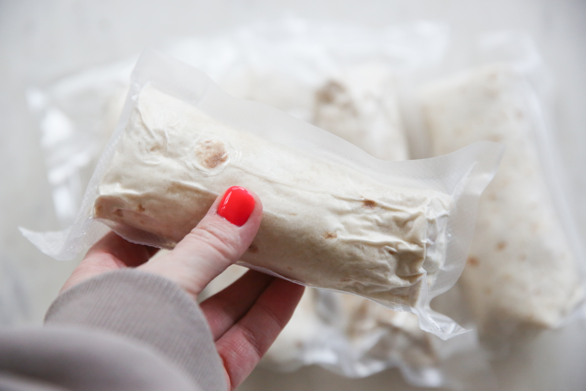 burrito wrapped in a food saver bag