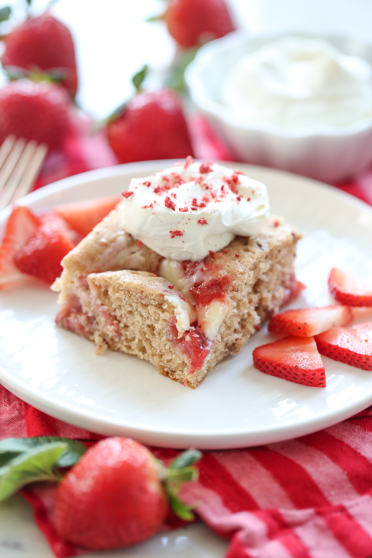 Strawberry Cheesecake Swirl Cake - Our Best Bites