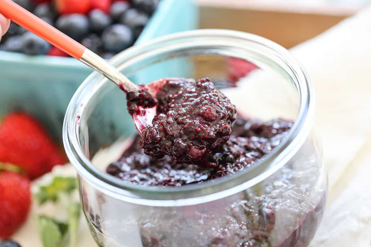 close up of chia seed jam