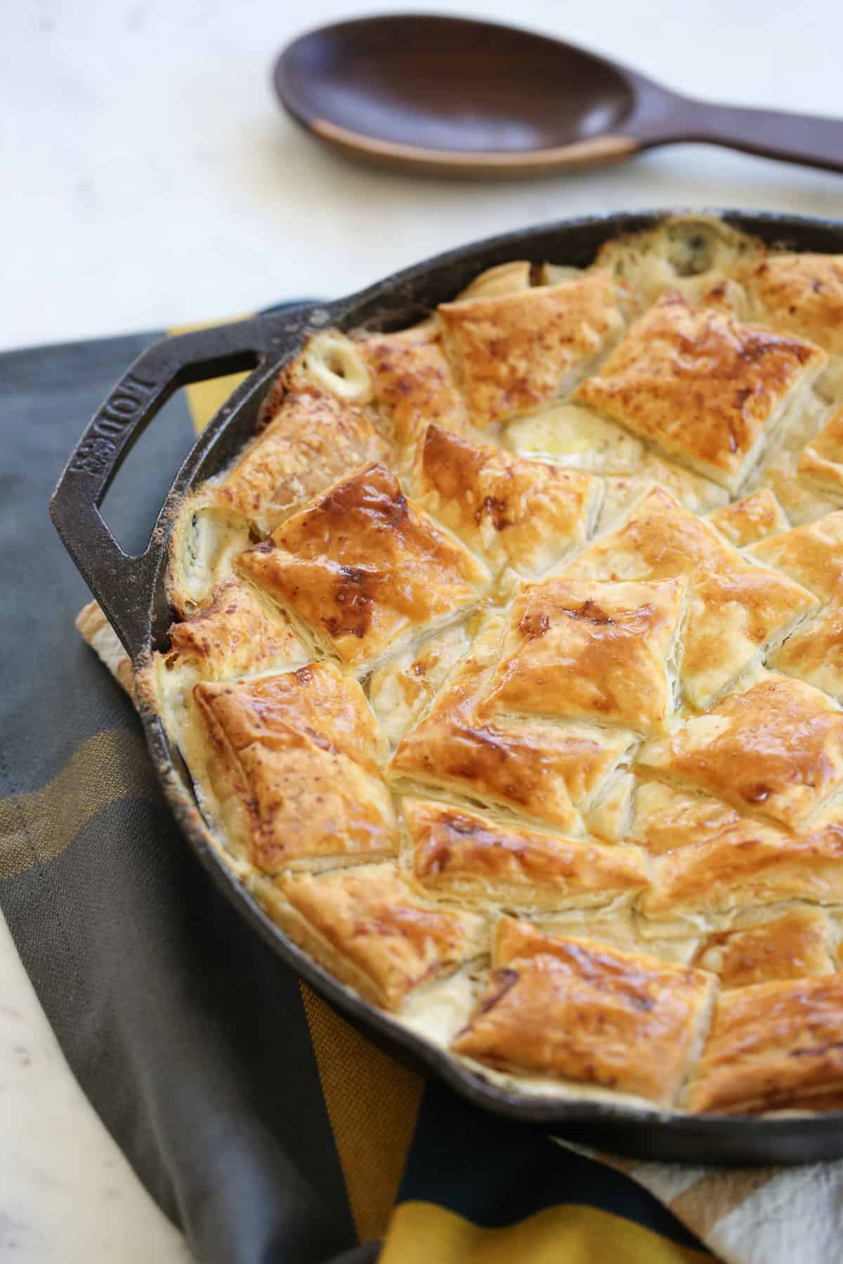 finished pot pie in a skillet